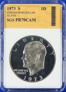 1973 S PERFECT PROOF CAMEO EISENHOWER / IKE SILVER DOLLAR