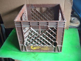 vintage milk crate container plastic brown 1983