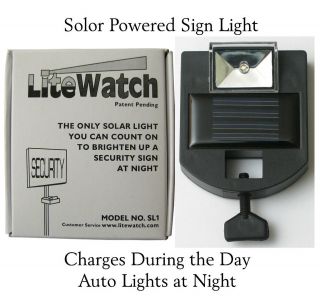 Lite Watch Security Sign Solar Powered LED Light with mount 1 Pack