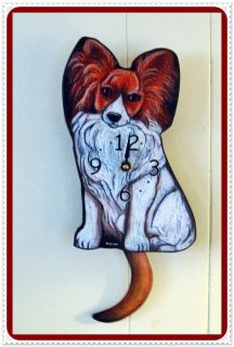 Whimsical DOG CLOCK WITH WAGGING PENDULUM TAILPAPILLION New in 