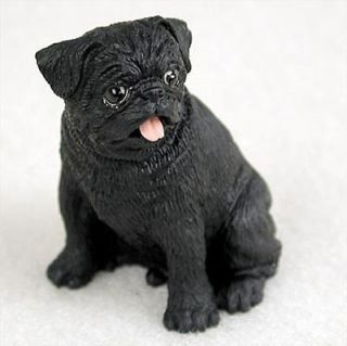 Pug Mini Resin Hand Painted Dog Figurine Black