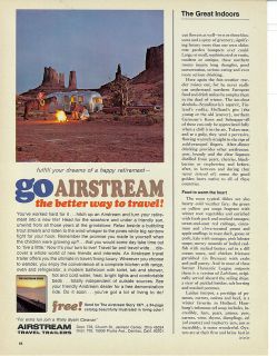 Airstream Travel Trailers Vintage 1970 Southwest Print Ad