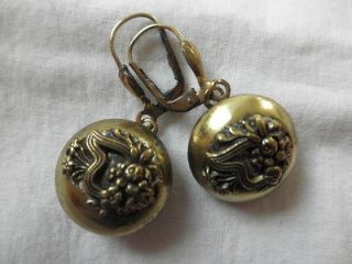 Vintage Earrings Made From Antique Buttons Germany Ges Gesch