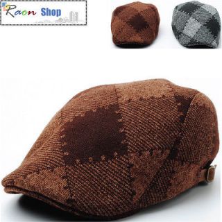   pattern Brown Soft Feel Newsboy Flat Cap Beret Gatsby Ivy Golf Hat