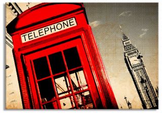 Vintage Red Phone booth Telephone Box British Framed Pop Art Canvas 