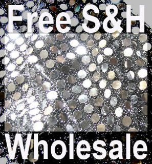 G03 Shiny Silver Sequin Black Fabric Material by Yard