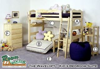 Twin Size Kids Loft Bed Frame Ecofriendly Solid Wood