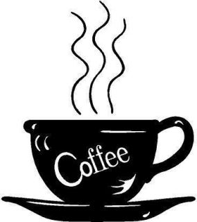Coffee Cup Steaming Vinyl Decal Sticker Car Truck Boat Wall Signs 