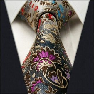 P33 Floral Pattern Multicolor Mens Ties Necktie 100% Silk New Jacquard 