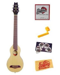 Washburn RO10 Rover Travel Acoustic Guitar Bundle   Black