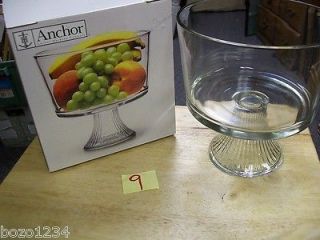   HOCKING COMPANY TRIFLE BOWL 2 QT PEDESTAL CRYSTAL CLEAR GLASS FRUIT