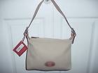NWT DOONEY & BOURKE BEIGE CANVAS BAG W/LEATHER BUCKLED HANDLE