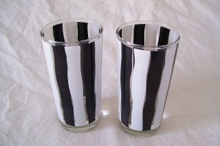 cool deco retro drinking glasss B & W stripes