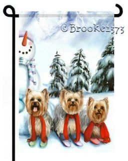   painting winter wonderland GARDEN FLAG Dog ART by Brooke Faulder