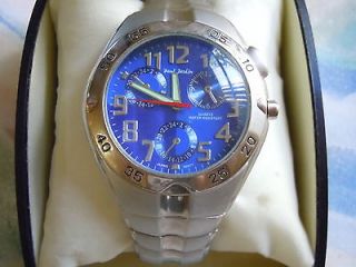   Jardin silver stainless steel wristwatch Blue dial Mens watch Nice