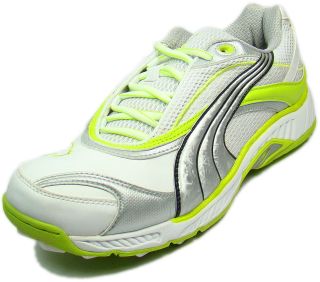 Puma Calibre Rubber Sole Cricket Shoes   White/Lime   