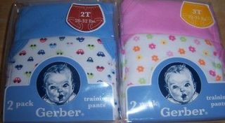 New Gerber 2 pk Girls or Boys Training Pants, Size 2T or 3T