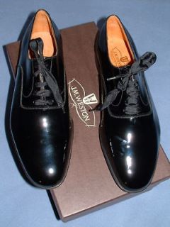 NIB J M Weston Black Patent Leather Lace Up Tuxedo Shoes 8 D