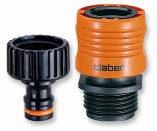 NEW Claber 8458 Faucet To Garden Hose Quick Connector Set