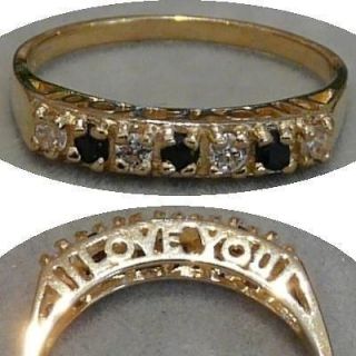 NEW 9ct Gold CZ Sapphire I LOVE YOU Half Eternity Ring