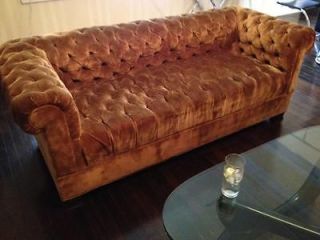 Velvet Art Deco Chesterfield Couch Sofa NYC Button Tufted Vintage 