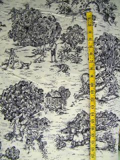 EARLY AMERICAN 100% COTTON BLACK TOILE FABRIC 23X44 INCHES