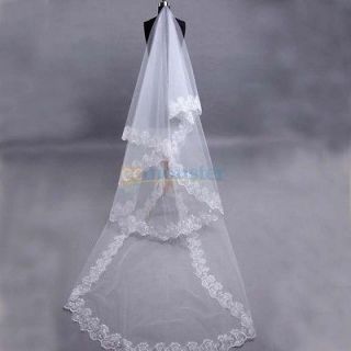   Bridal Bridesmaids long Veil Lace Purfle White Ivory for Wedding Dress