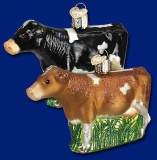   DAIRY COW OLD WORLD CHRISTMAS GLASS BOVINE FARM ANIMAL ORNAMENT 12229