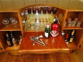   Art Deco Pop Open BAR LIQUOR WINE Cabinet Walnut English Fitted Drinks