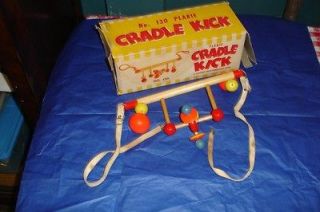 Vintage PLAKIE Cradle Kick #130 Crib Toy 1950s Mostly Wood