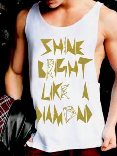 Shine Bright like a diamond Rihanna inspired Very raw cut deep vest 