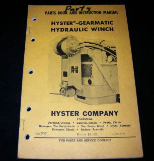 HYSTER Gearmatic Winch Hydraulic Parts Instruction Service Repair Shop 