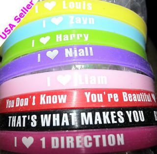 Set of 8 One Direction 5 millimeter silicone bracelets (wristbands)