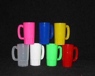   oz Plastic Beer Mugs Red Blue Yellow Frosted Pink White Lime Mfg USA