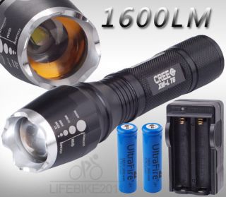 CREE XM L T6 1600Lm LED Zoomable Zoom Torch Flashlight 2 x 18650 