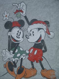   & Mickey Mouse   Christmas Juniors Distressed T Shirt S, M, or L