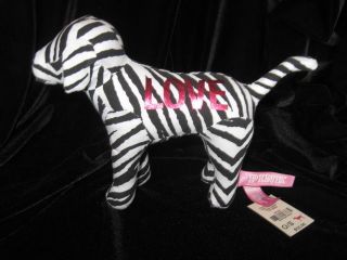 Victoria Secret Plush Dog Zebra Stripe Black Puppy Pink Love Stuffed 