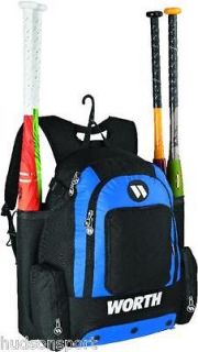 Worth® Comrade 4 Bat Baseball/Softball Backpack Bag Royal Blue