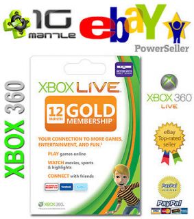 XBOX LIVE 12 MONTH 360 GOLD SUBSCRIPTION MEMBERSHIP