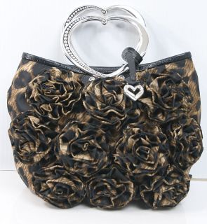 NEW BRIGHTON KIMBELL BOUQUET HEART LEOPARD SILVER PLATED NYLON LEATHER 