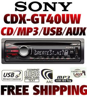 SONY CDX GT40UW CD/ /AAC/WMA Car CD Receiver with Front USB Port