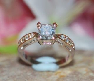 1ct created princess diamond White&yellow GP ring size N 7