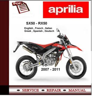 Aprilia SX50 RX50 2007   2011 Workshop Service Manual