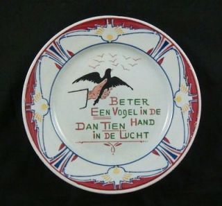 German Pottery Decorative Plate Franz Mehlem Royal Bonn Deco A Bird In 