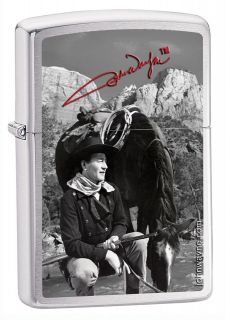 Zippo John Wayne & Horse The Duke Brushed Chrome Lighter, 8539