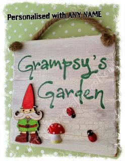 Outdoor Garden Sign Plaque Dads Grandads Gnome Gifts PERSONALISED 
