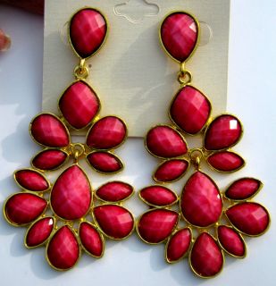 Amrita Singh 18KGP Nello Dangle Earrings Fuchsia Pink Color Hampton 