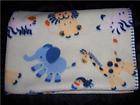 New Fleece Baby Blanket Blue Green Elephant Jungle Safari Theme Dots 