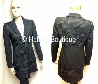 New Elie Tahari Size Small Black Amira Wool Coat Trendy Stylish Chic