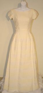 Vintage 60s Ivory Linen Custom Wedding Gown Small